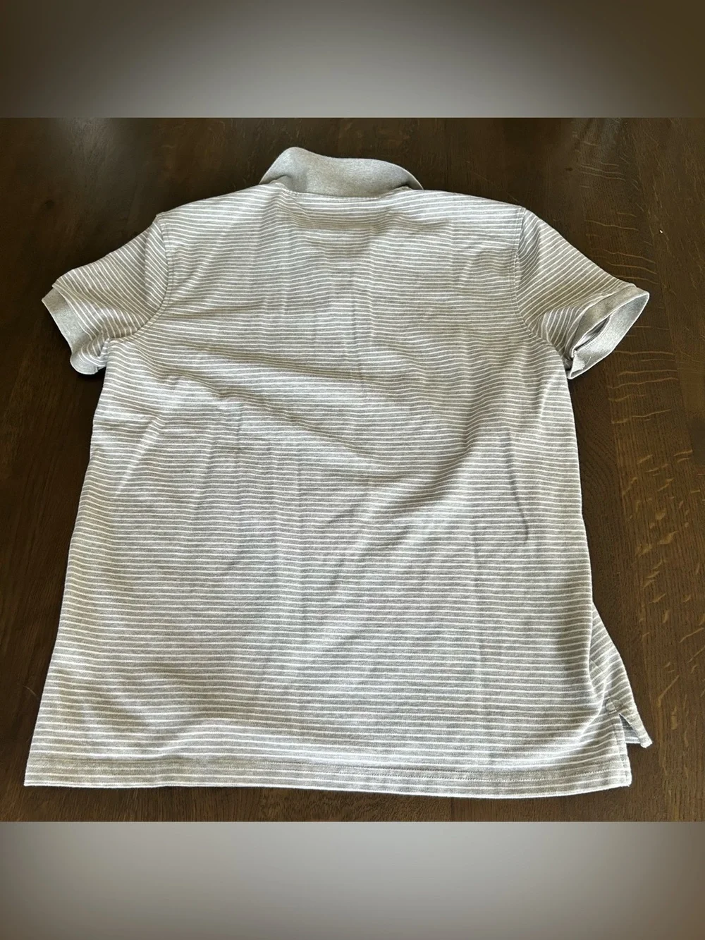J. Crew light gray white striped flex pique polo